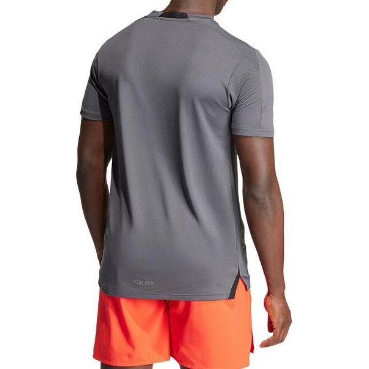 Adidas T Shirts Men's Gray Crew Neck Moderate Straight Fit IT0615
