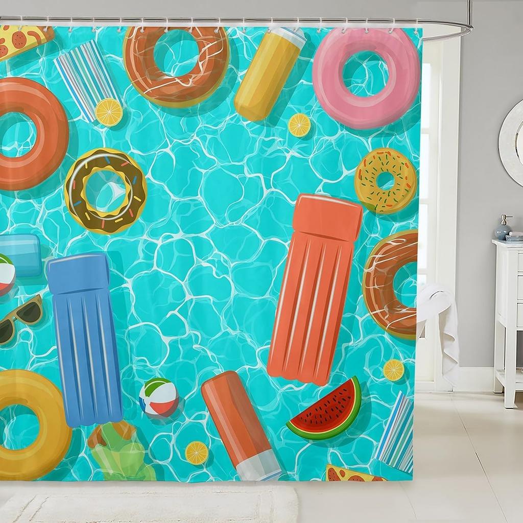 Lovely Dog Shower Curtains,Cute Puppies Cartoon Animal Bath Curtain,Paw Print Blue Cloth Fabric Bathroom Decor Set with Hooks