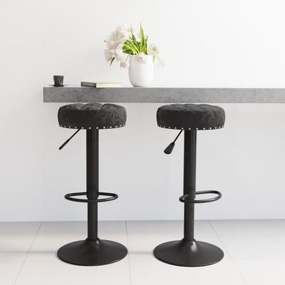 Vidaxl Bar Stools, 2 Pcs, Black, Upholstered In Velvet