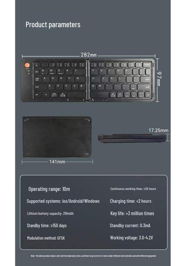 Portable Foldable Wireless Bluetooth Keyboard for Laptop and Mobile Office Use