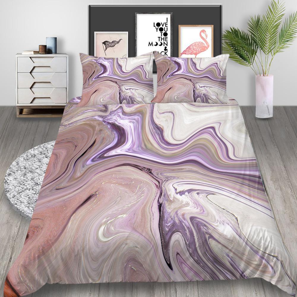 Source Factory Quilt Cover Pillowcase Two Or Three-Piece Set Marble 3D Digital Printing Polyester Fabric