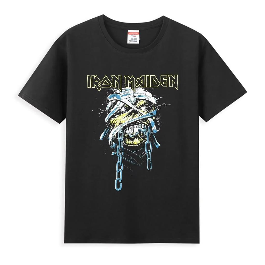 2025 Men Iron T Shirt Casual Powerslave Head T-shirt Graphic Oversized Sports Tops Maiden Comfortable Streetwear CottonTee