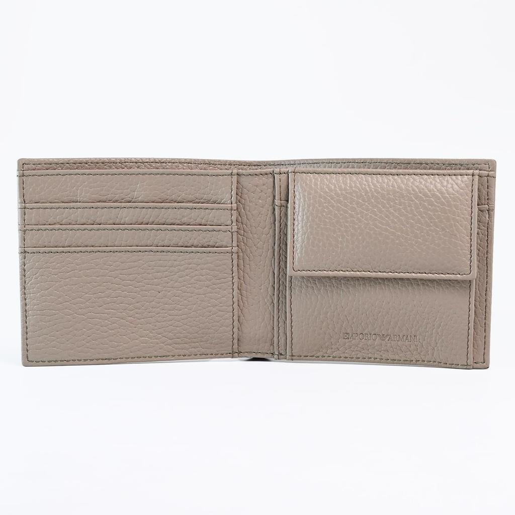 Emporio Armani Leather Wallet with Eagle Logo and Coin Colors U6168 Men's Bi-fold Purse, Spring/Summer 2025, Greige, Y4R167, Y068E, [Used]