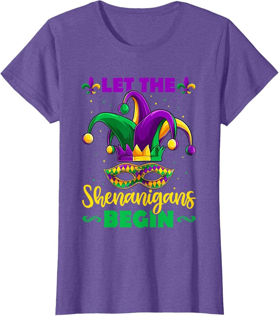 Let The Shenanigans Begin Mardi Gras Children Men Women TShirt  Unisex Fashionable SpringSummer 2026 New Arrival