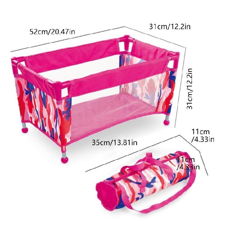 Berço de Boneca Portátil para Aventuras de Faz de Conta das Crianças em Ambientes Internos e Externos Cama Infantil