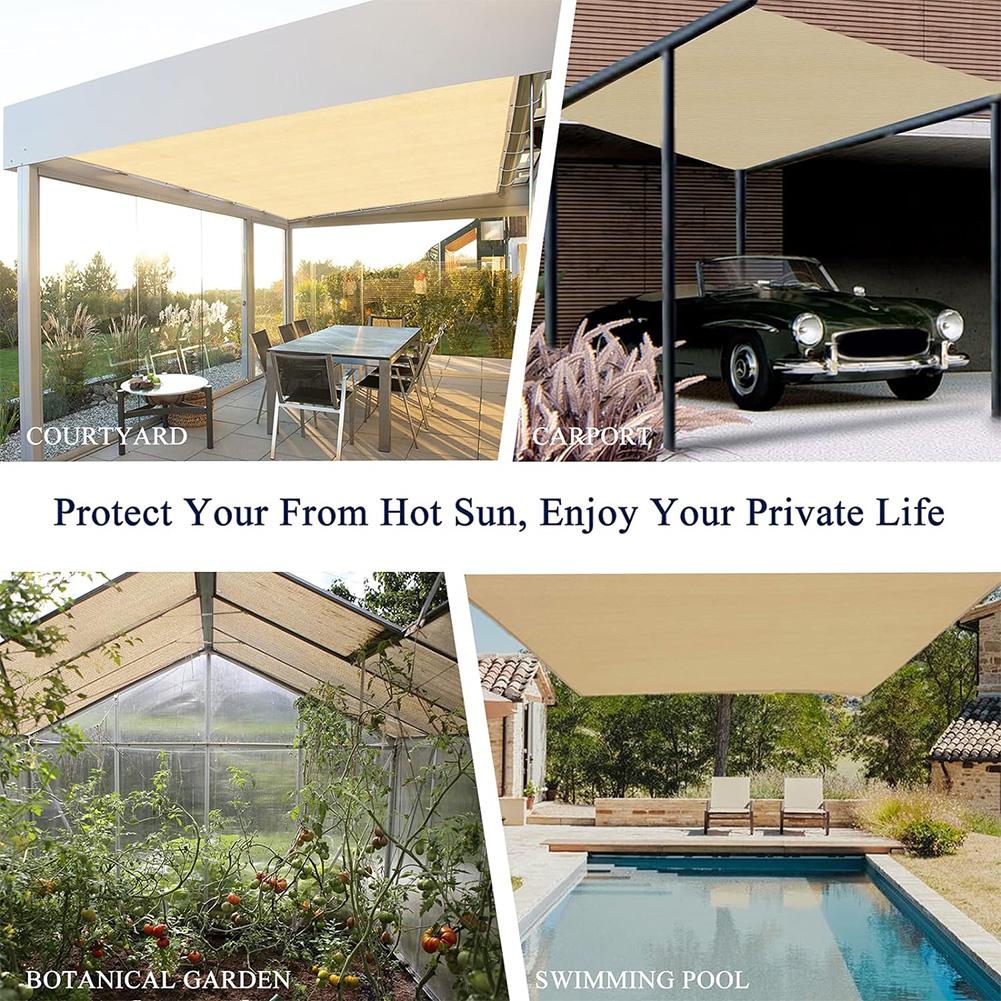 Outdoor Waterproof Sun Shade Cloth UV Protection Patio Canopy Heat Resistant with Grommets for Plant Cover Greenhouse Sunshader