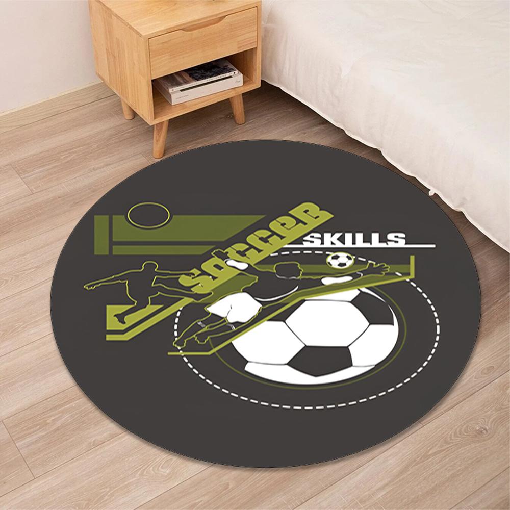 Fußball bedruckter runder Teppich Teppich Stuhlteppich Läufer Eingang Fußmatten, für Bürostuhl Wohnzimmer Schlafzimmer Küche.