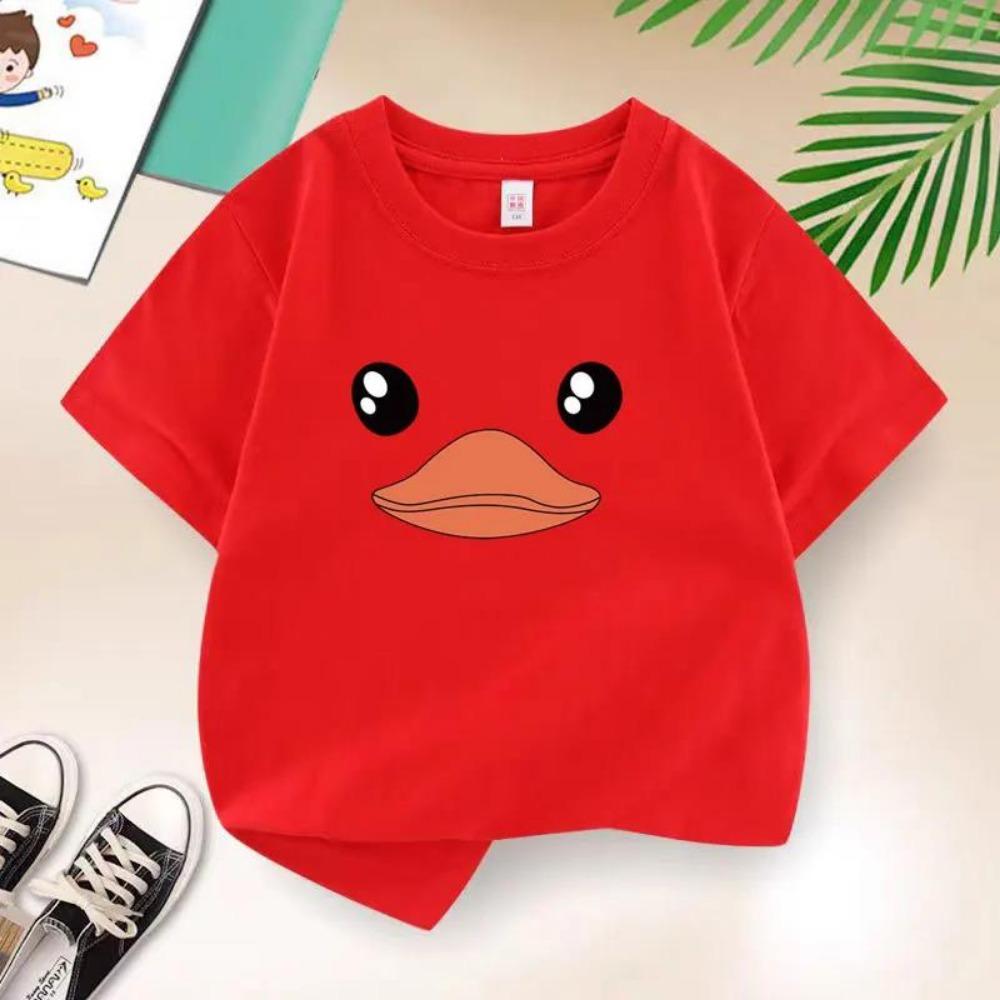 Duck Smiley Face Cartoon Printed Children's T-shirt Summer Short Sleeved