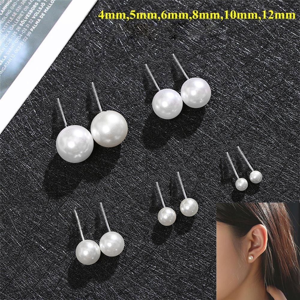 4mm 5mm 6mm 8mm 10mm 12mm Pearl Earrings Elegant Ear Stud Creative Gift Round Ball Earrings  Party