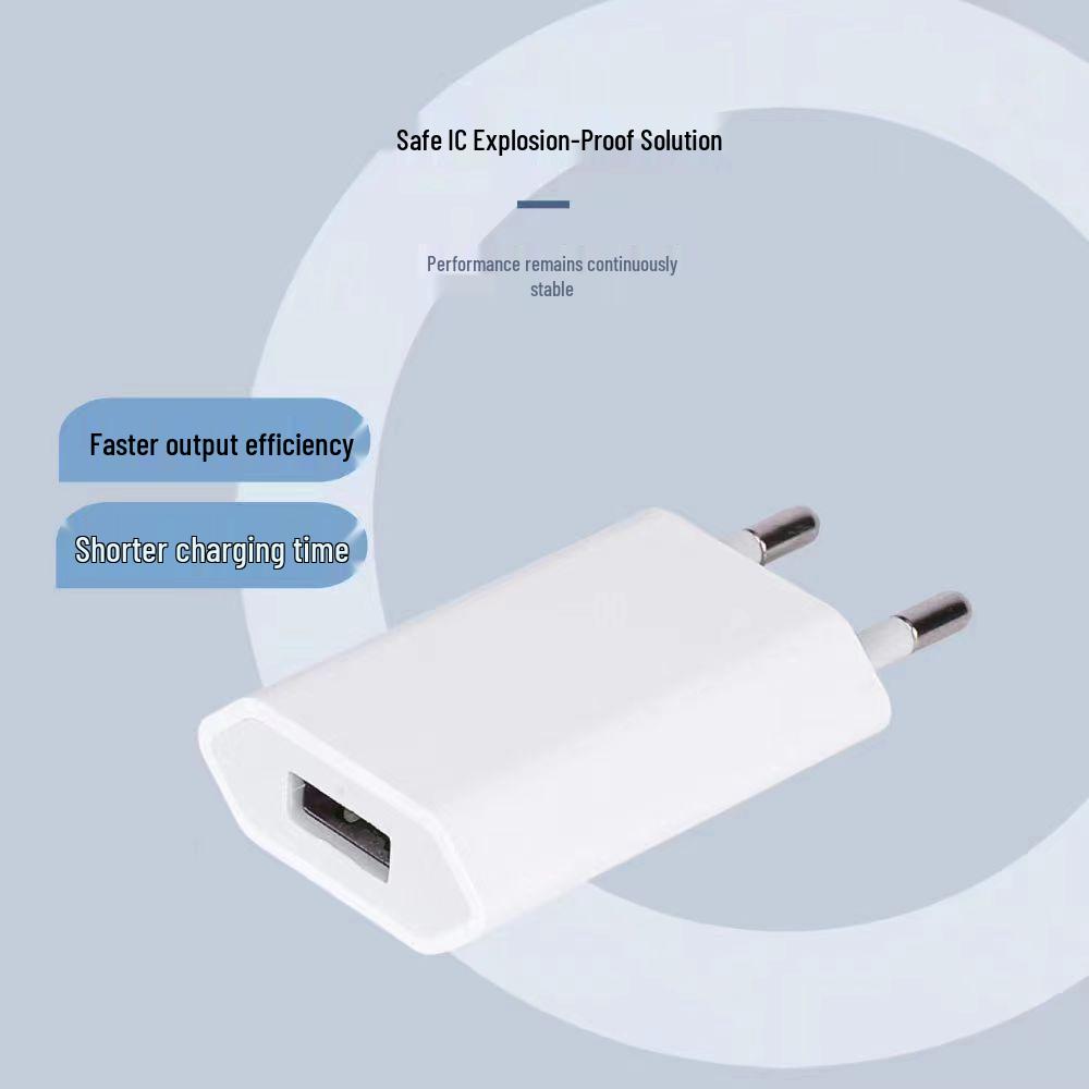 4th Gen CE-Certified 5V1A USB Flat Plug Mobile Charger, European Standard Adapter