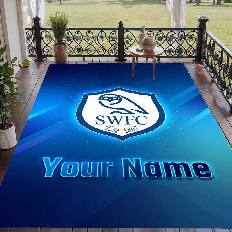 Χαλί με Εκτύπωση Προσαρμοσμένου Κειμένου Sheffield Wednesday FC Αντιολισθητικό Χαλί Δαπέδου Για Διακόσμηση Δωματίου Σπιτιού