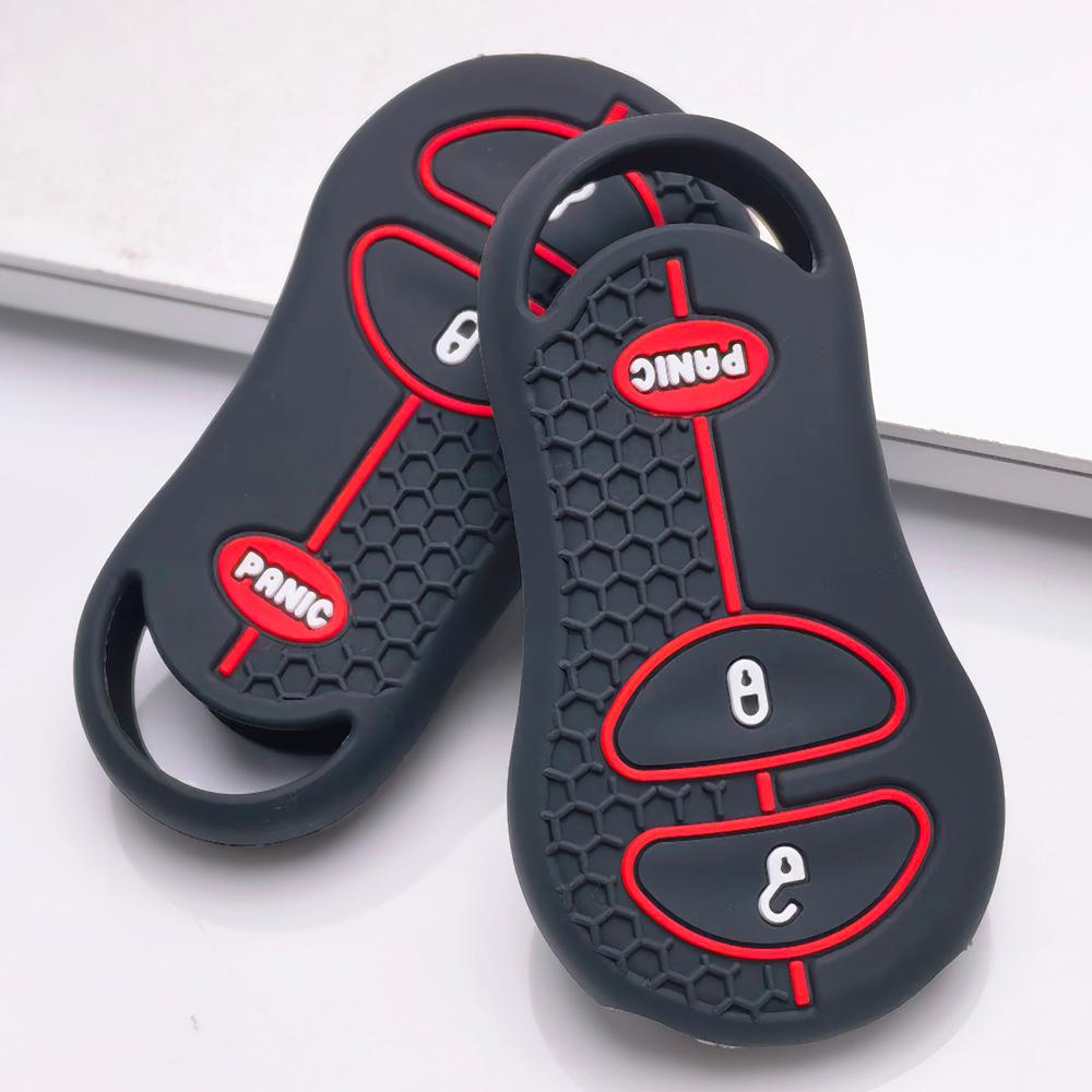 Key Fob Cover for Jeep Cherokee Durango Grand Liberty Dakota Caravan Anti-Scratch Surface Shockproof Structure Soft Grip Texture Easy Install Design