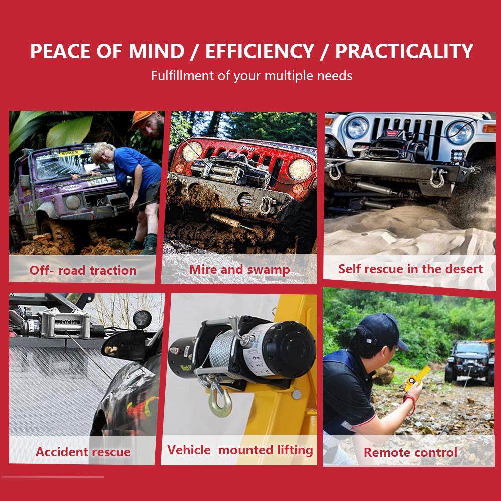 Elektrický naviják Naviják do auta 12V/24V Vodotěsný Jeřáb Terénní Automobilová Autopomoc Elektrický Kladkostroj Naviják Extractor