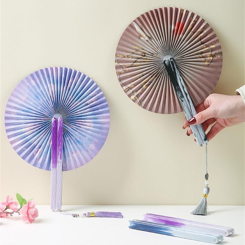 Round Magnetic Folding Hand Fan Compactly Coolings Fans For Outdoor Game Christmas Decorations Festival Performances