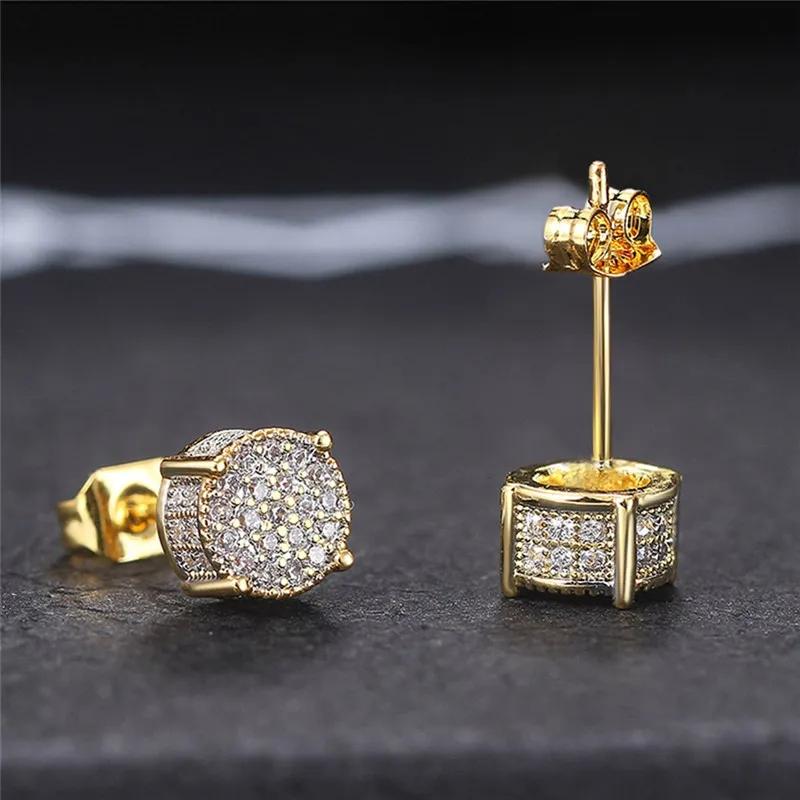 

Fancy Round Shaped Stud Earrings Paved Shiny CZ Stone Silver Color/Gold Everyday Fashion Versatile Women s Ear Jewelry