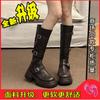 Leather Platform Boots Women's Knee Boots 2025 Autumn and Winter New Belt Buckle Small Tall Knight Boots