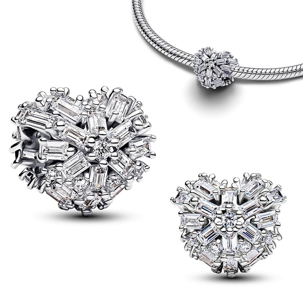 Ciondoli Fiocchi di Neve Campanelline Argento 925 Pupazzo di Neve Invernale Diamante Perline Fai da Te Per Braccialetti Parti Collane Gioielli Raffinati