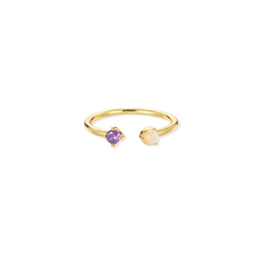 Gold Zirconia Birthday Rings Romantic Fashion Jewelry New Opening Rings  Women Girls Oct.