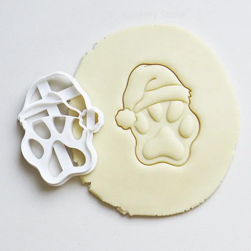Santa Hat Claw Heart Cookie Cutter Mold 3D Plastic Christmas Claws Fondant Bisacuit Stamp Embossing Die Cake Decorating Tools