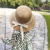 Lace Bow Straw Hat Baby Sun Hat Girls Beach Hat British Tide Top Hat Flat Top Sun Hat