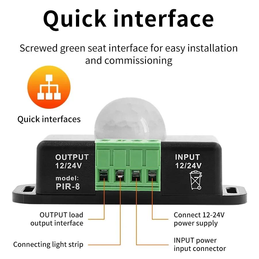 DC 12V-24V PIR Motion Sensor Automatic Module Delay Time 1-10min Infrared Induction Detect for LED Light Movement Sensor Switch