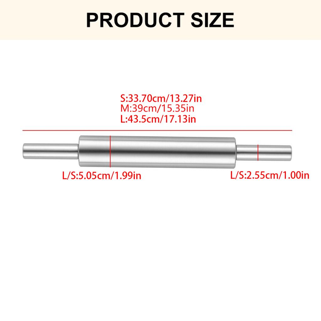Professional Stainless Steel Roller Ergonomic Handle Nonstick Baking Accessory Kitchen Rolling Pin For Dough Flattening