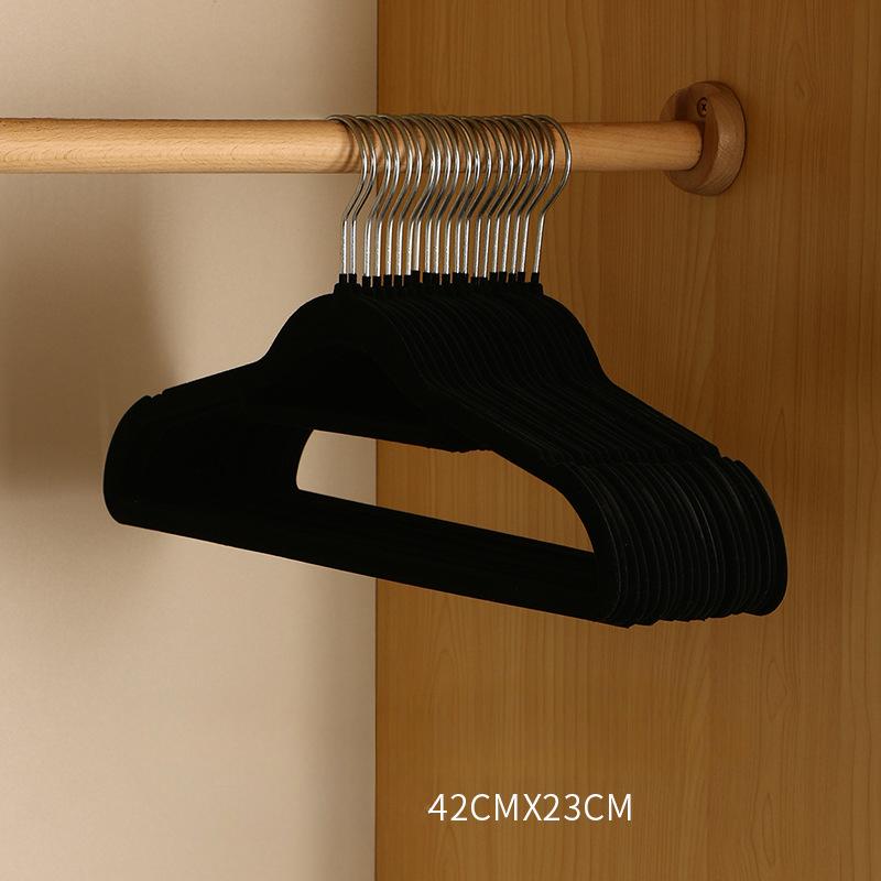 Flocking Hangers Plastic Non-Slip Clothes Support Adult Multi-Functional Wardrobe Storage Clothes Hanging Seamless Household Drying Hangers