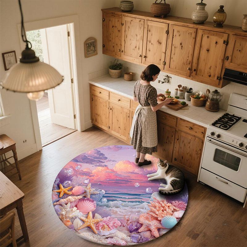 Ocean World Pattern Round rug,Carpet Rug for Living Room Bedroom Playroom ,Non-slip Floor Mat,Holiday Gifts and Birthday Gifts.