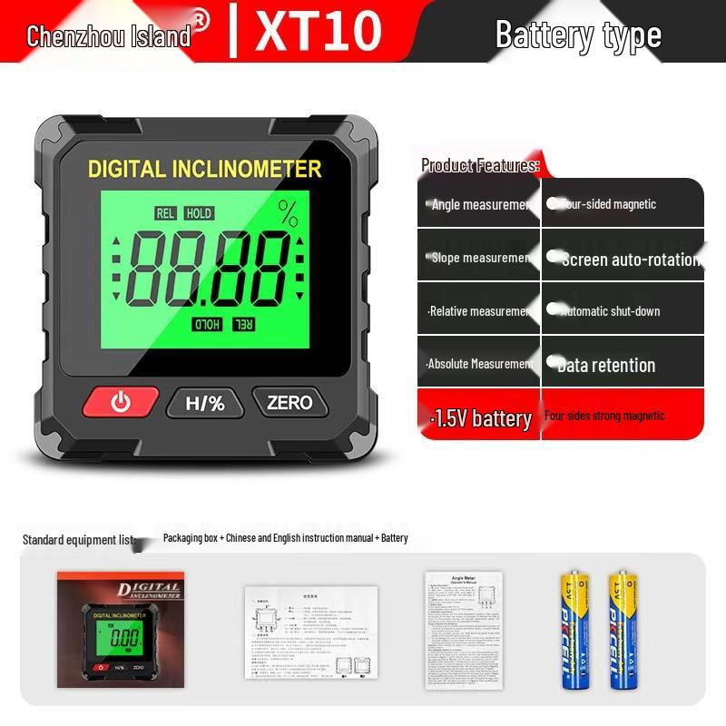 4-Side Magnetic Digital Inclinometer with Laser and Electronic Angle Ruler