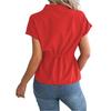 Camicie estive da donna Manica corta Chiffon Scollo a V Bottoni Elegante Cintura Camicia