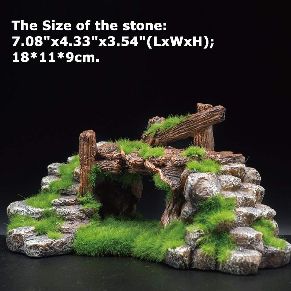 Fish Tank Decoration Moss Rockery Stone Plants Wood Ruins Landscaping Turtle Tank Decoration Fish Shrimp Shelter