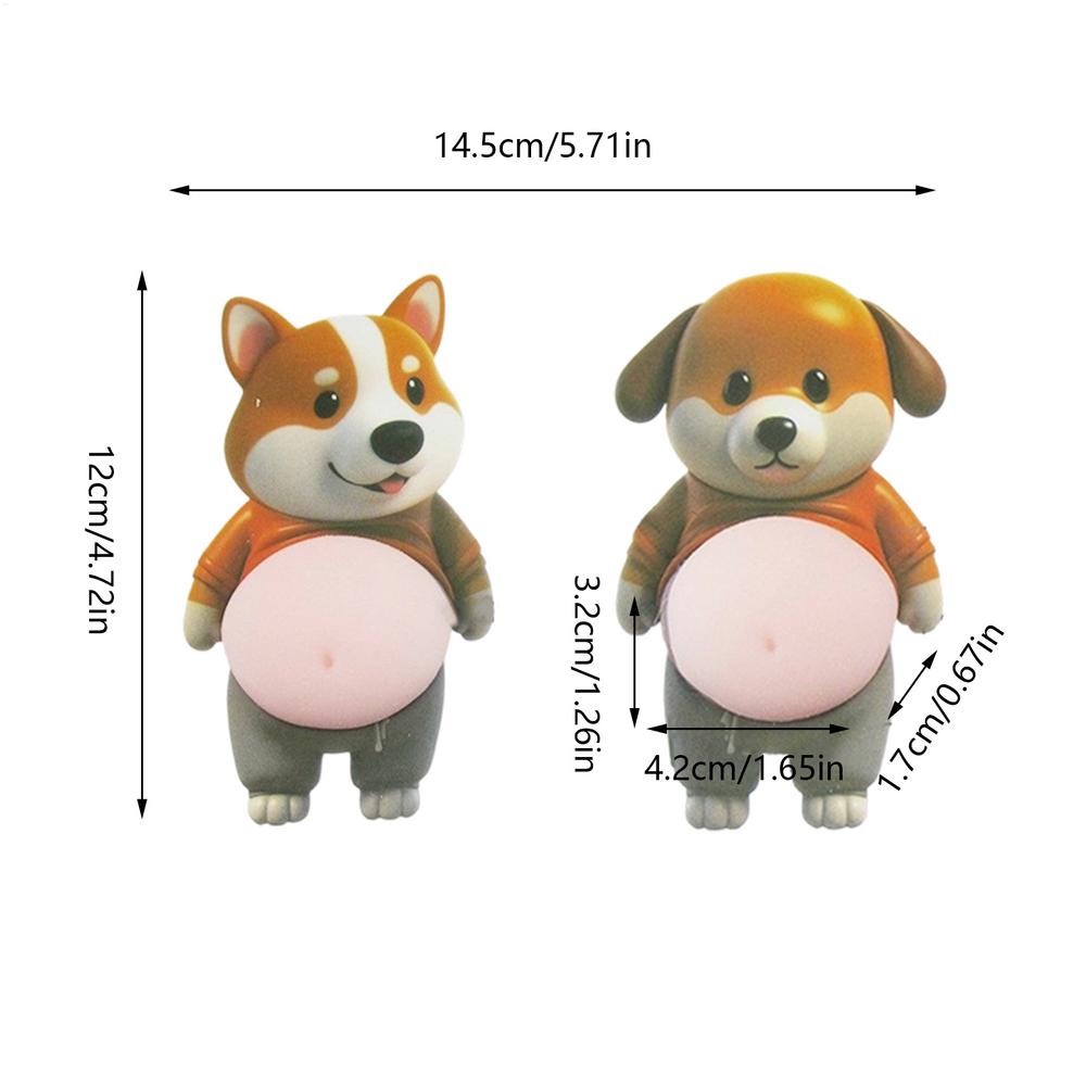 Dog Belly Sticker Cute Dog Laptop Stickers Soft 3D Belly Squeezable Decals for Kids Adults Laptop Phone Case Notebook Journal