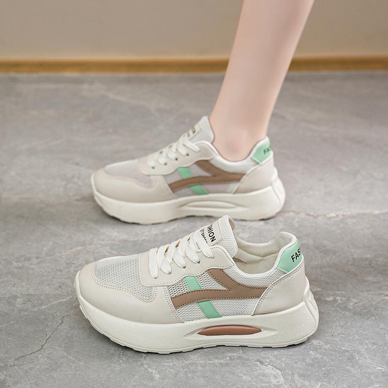 2025 Summer Women's Shoes New Breathable Hollow Mesh Shoes Children's Korean Version Versatile Platform Sports Shoes Casual Dad Shoes