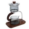 Teapot Set Water Separation Infuser Fairness Cup Tea Brewing Kit High Borosilicate Glass   Wood Handle Smoky Gray
