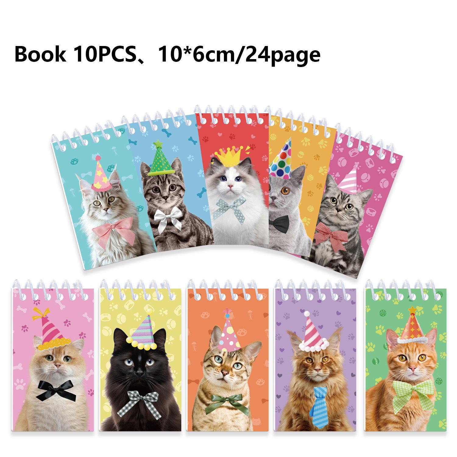 

10 Pack Small Cat Pocket Notebook Bulk Mini Notebooks for Party Favors Mini Spiral Notepads Cute Memo Pads