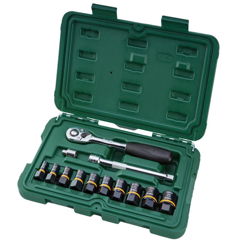SATA 09137 Stripped Bolt Socket Wrench Set 13-piece, 6.3mm x 10mm Drives