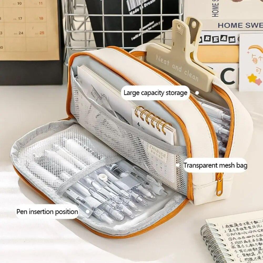 Canvas Pencil Bag Creative Multi-function Portable Pen Case Large-capacity Stationery Case Student School Supplies
