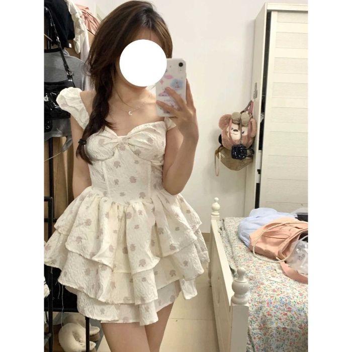 

Pure Desire 2026 Summer Forest Princess Dress: Sweet Girly Style, Waist-Cinched Fluffy Skirt for Petite Figures Medium