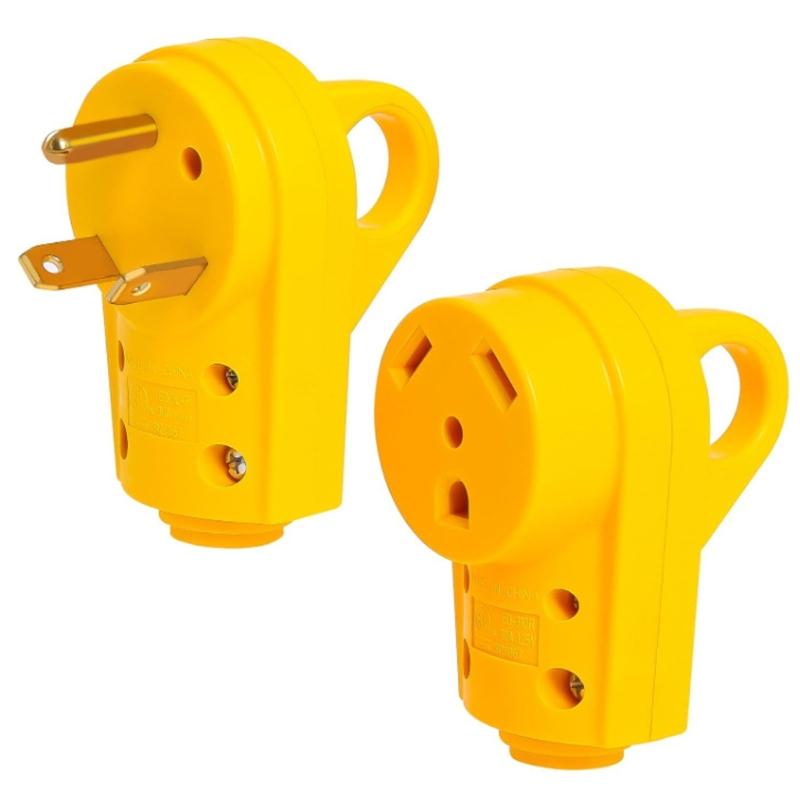 Replacement RVs Receptacle Plug 30A Male/Female RVs Plug with Ergonomic Grip Handle Heavy Duty Power Plug Adapter
