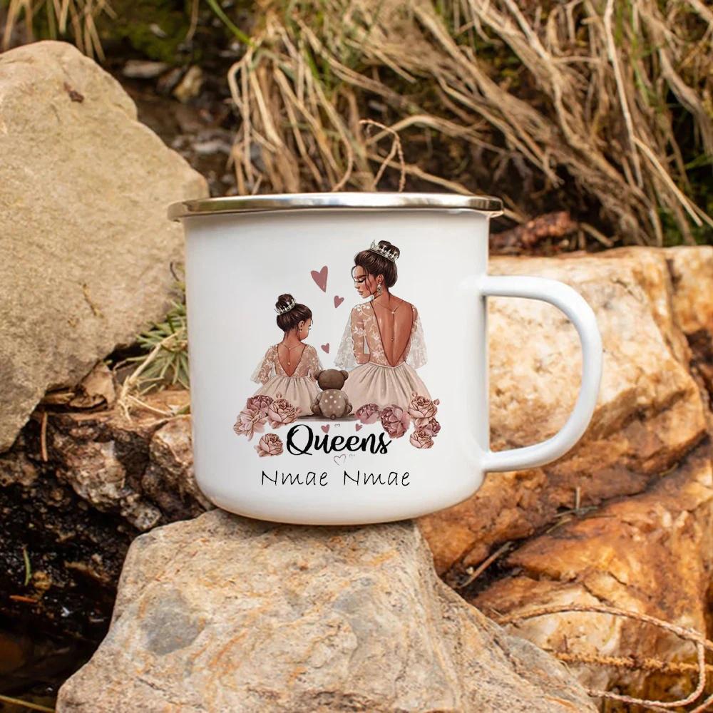 

Customized Enamel Cup for Queen and Princess Mug, Your Own Name Printed Mugs, Funny Coffee Cups