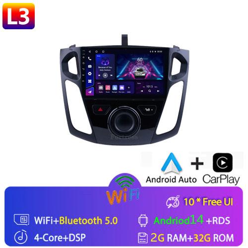 Car Radio Stereo For Ford Focus 3 MK3 2011-2019 Car Media Player GPS Screen Headunit Carplay Android14 Auto Support 360 Camera