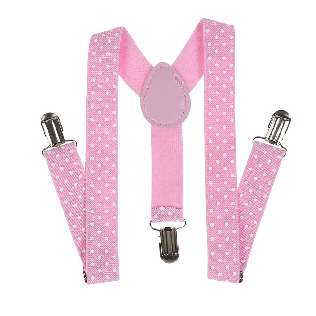 Kids Polka Dot Suspenders 3 Clips Y Back Elastic Adjustable Braces