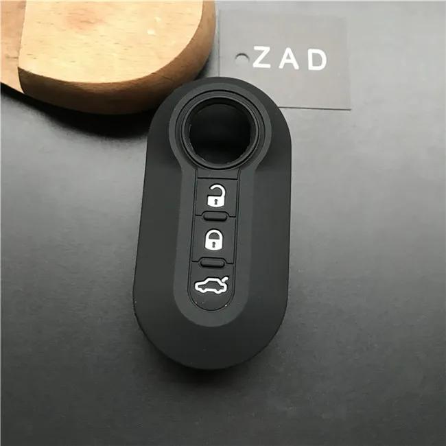 ZAD silicone key cover Case set shell skin For fiat 500 3 Buttons Flip remote Key Blank Fob Auto parts car accessories colorful
