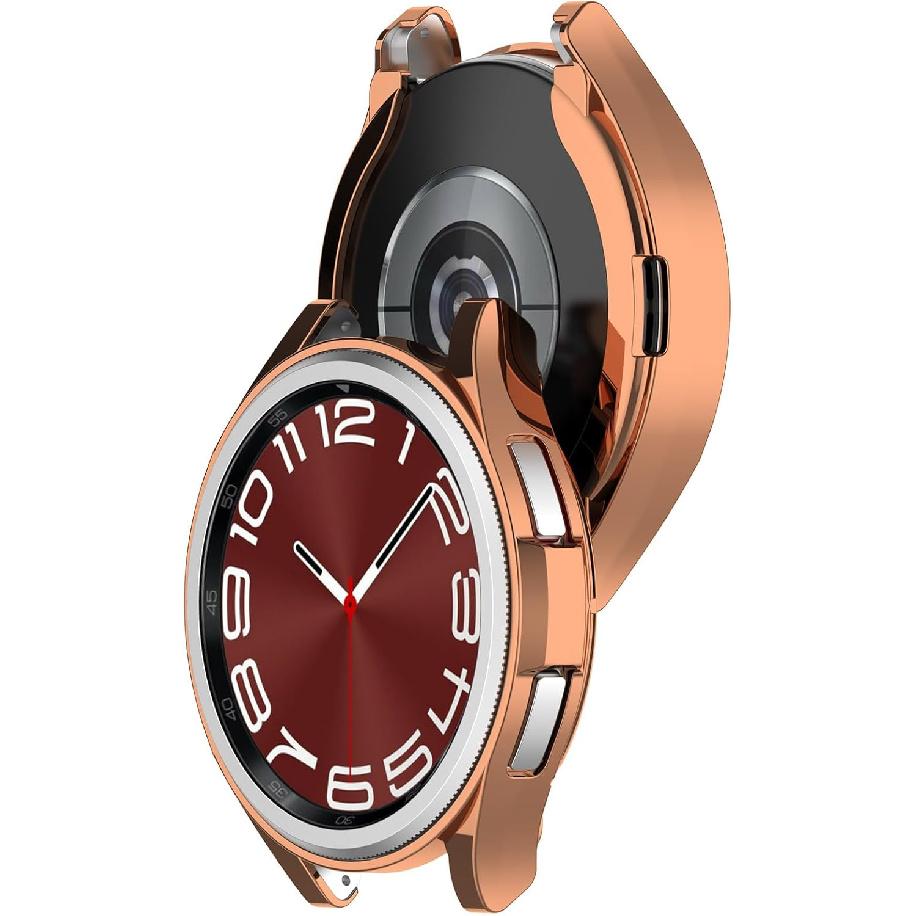 Compatible with Galaxy Watch 6 Classic 43MM 47MM Case Flexible TPU Protector Cover Shock-Proof Resistant Protective Shell Bumper for Samsung Galaxy