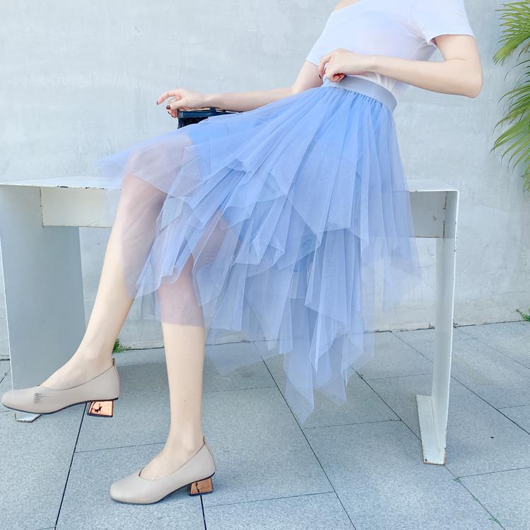Falda de Malla Irregular de Hadas de Cintura Alta de Moda 2023 - Estilo Coreano de Primavera
