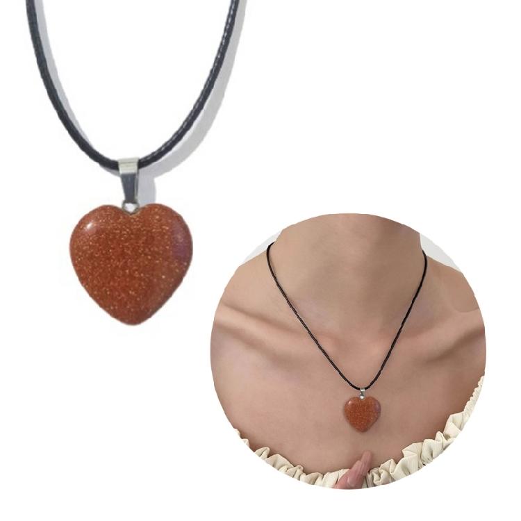 Natural Stone Necklace Wax Rope Necklace Pendant Jewelry Gift for Women Men