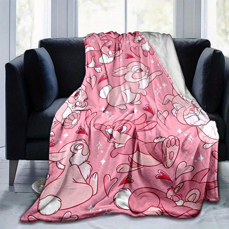 1 Stück, Rosa Hase Herz-Druck Decke Heimdekoration, Sofadecke, Outdoor-Decke, Geschenk für Sie Ihn, Flanelldecke, Geeignet für Schlafzimmer,