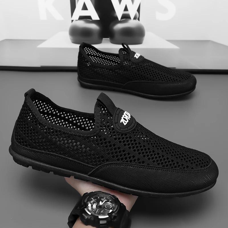 Breathable Hollow Out Casual Walking Driving Shoes Lazy Shoes Chaussure Hombre Summer Men Shoes Slip-on Loafers Casual Shoes