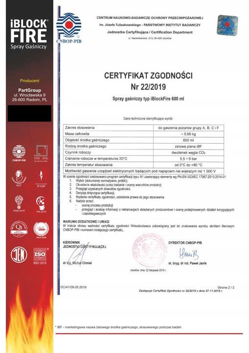 Domowy Spray Gaśniczy Abcf+E Bio Iblockfire Gaśnica Do Domu/Samochodu/Biura