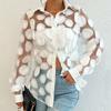 Black See-Through Blouse with 3D Circle Details